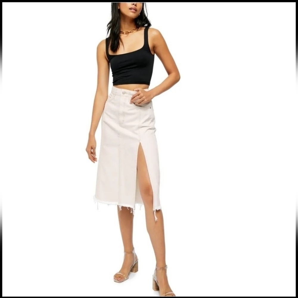 FREE PEOPLE Mambo Dinem Skirt In White Wash Size 31​​​​​​